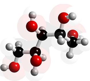 Simulación de la estructura molecular del Xilitol presente en numerosos alimentos anti-cariogénicos